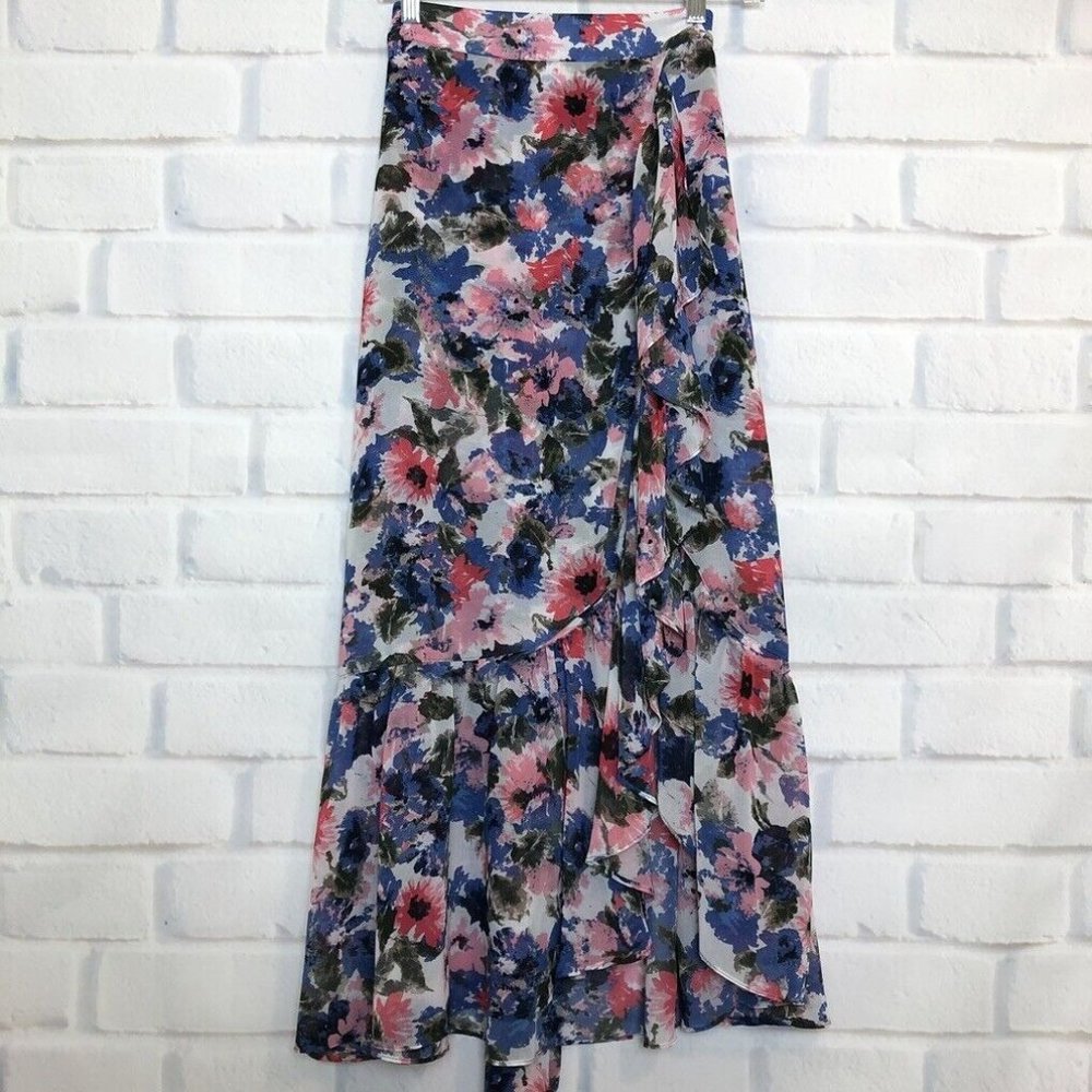 Misa Los Angeles Themis Floral Ruffle Maxi Skirt Size XS